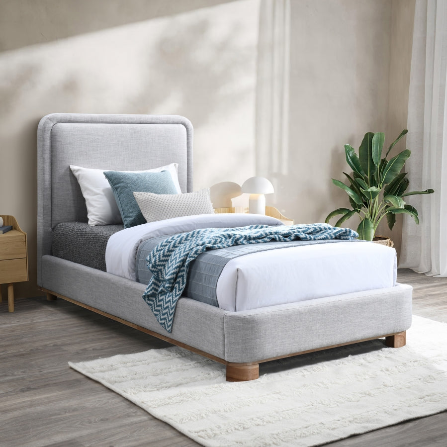 Nolita Linen Textured Fabric Upholstered Twin Bed - Grey - B1201-Twin-GREY_2