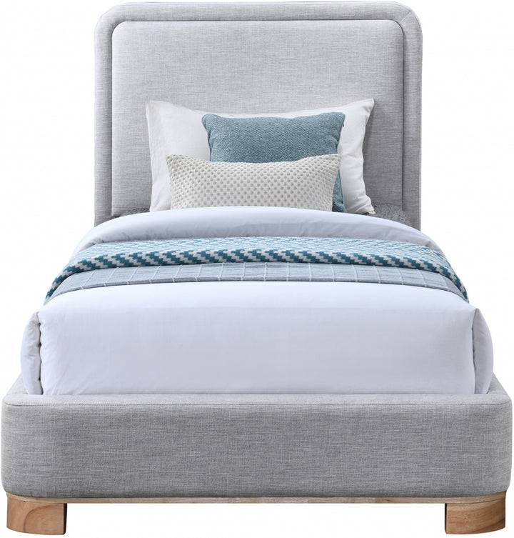 Nolita Linen Textured Fabric Upholstered Twin Bed - Grey - B1201-Twin-GREY_3