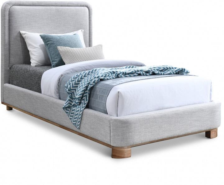 Nolita Linen Textured Fabric Upholstered Twin Bed - Grey - B1201-Twin-GREY_1