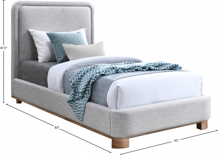 Nolita Linen Textured Fabric Upholstered Twin Bed - Grey - B1201-Twin-GREY_7