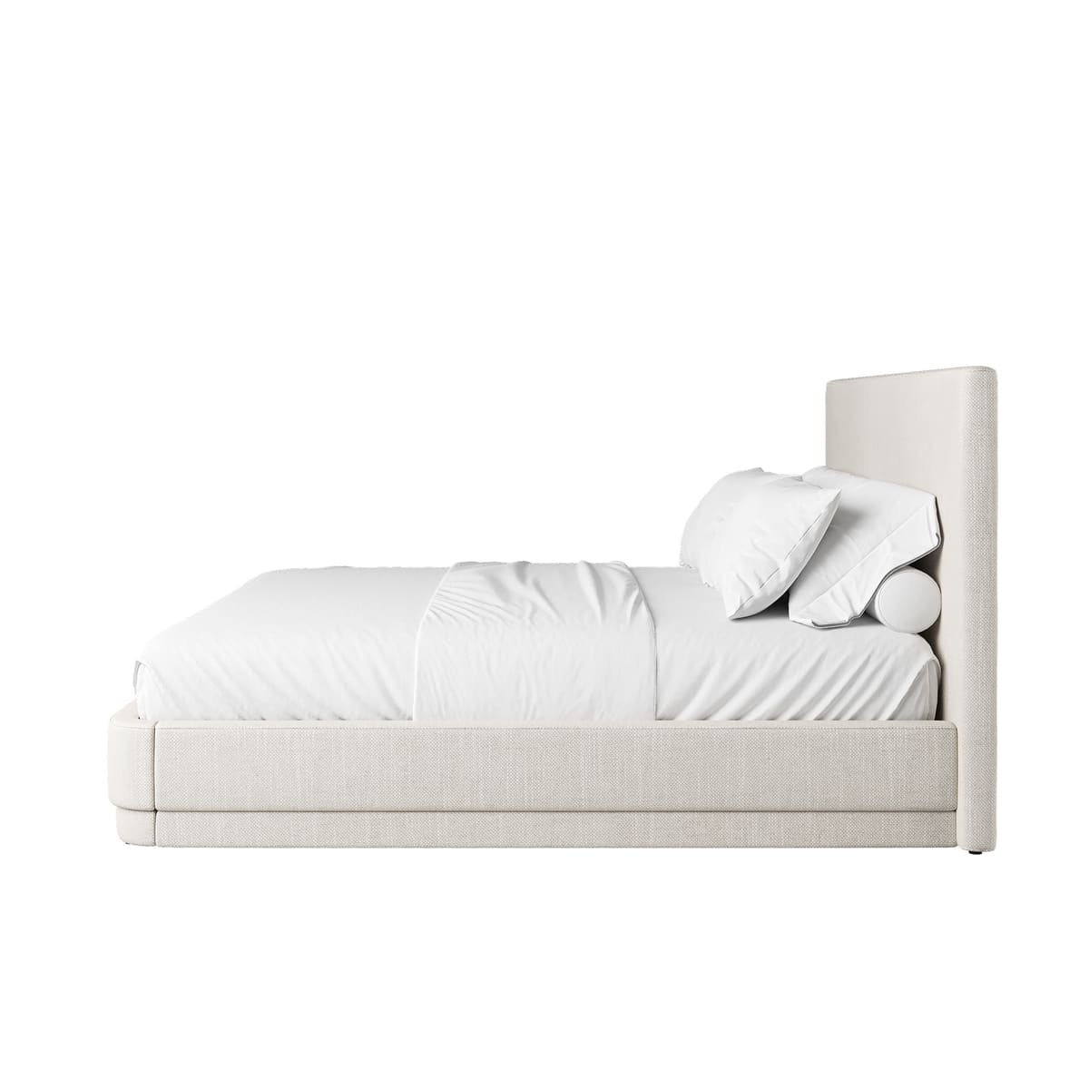 Serene Bed – Minimalist Linen Upholstered