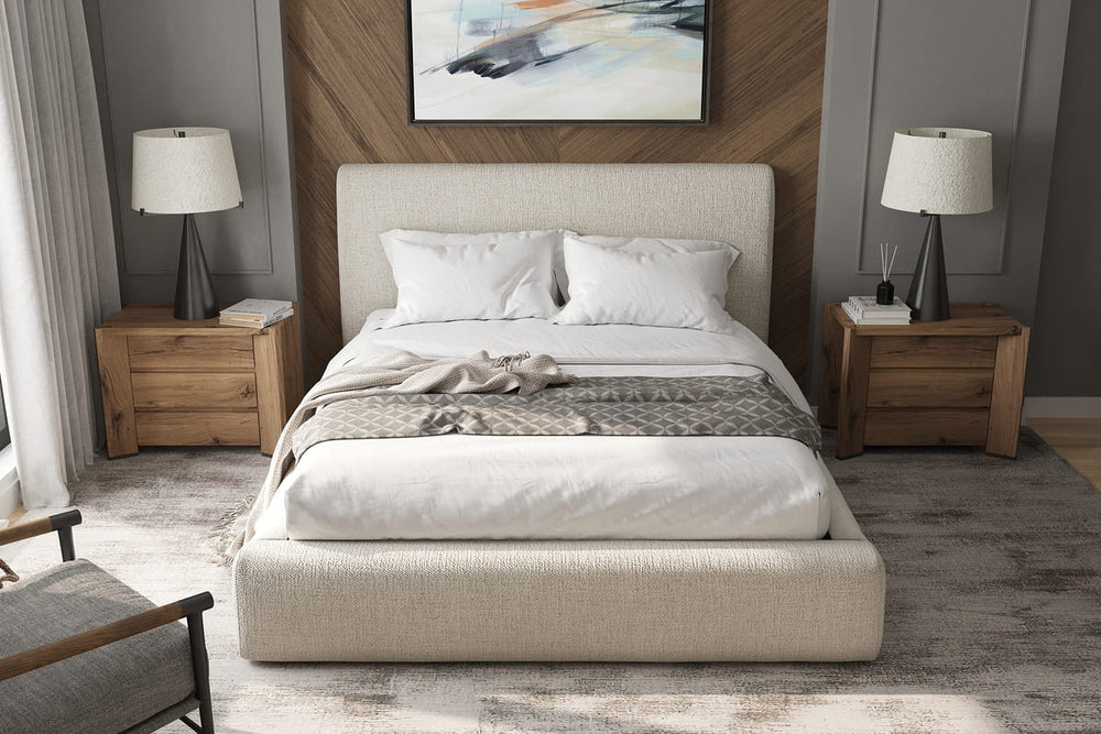 Close-up of Noelle bed performance fabric texture and quality