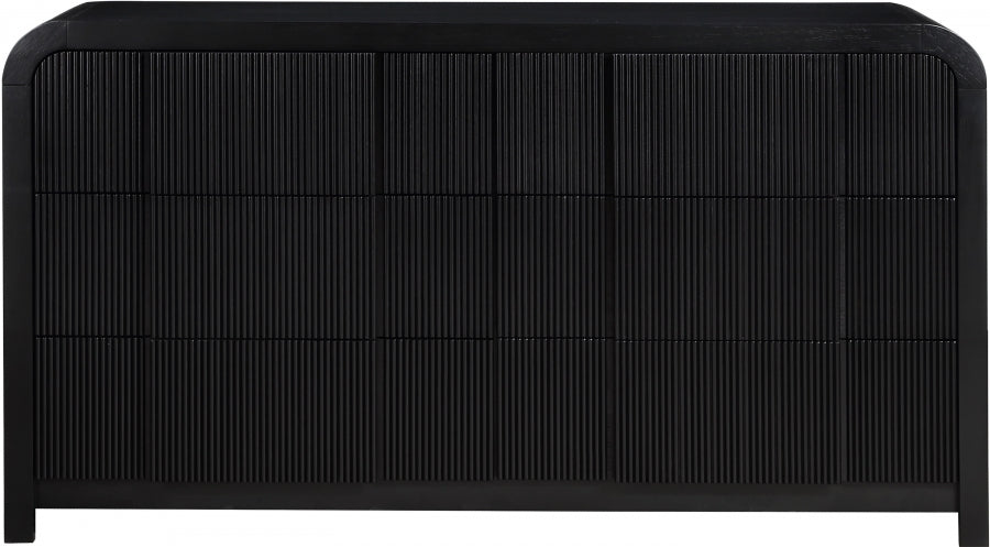 Fluted Solid Wood And Oak Veneer Dresser - Black - M314-D-BLACK_4