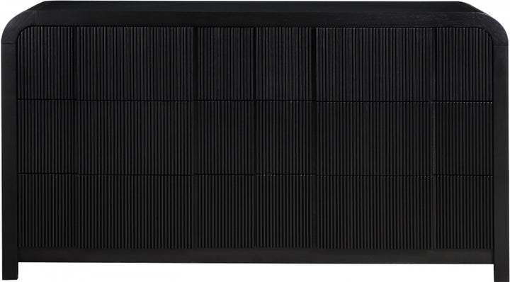 Fluted Solid Wood And Oak Veneer Dresser - Black - M314-D-BLACK_4