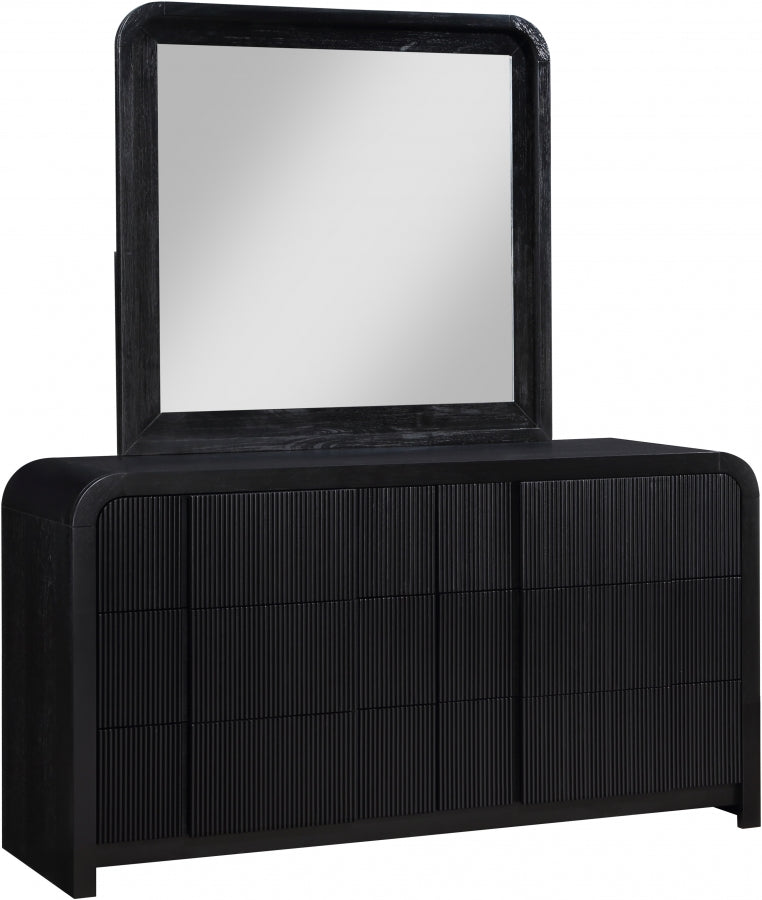 Fluted Solid Wood And Oak Veneer Dresser - Black - M314-D-BLACK_6