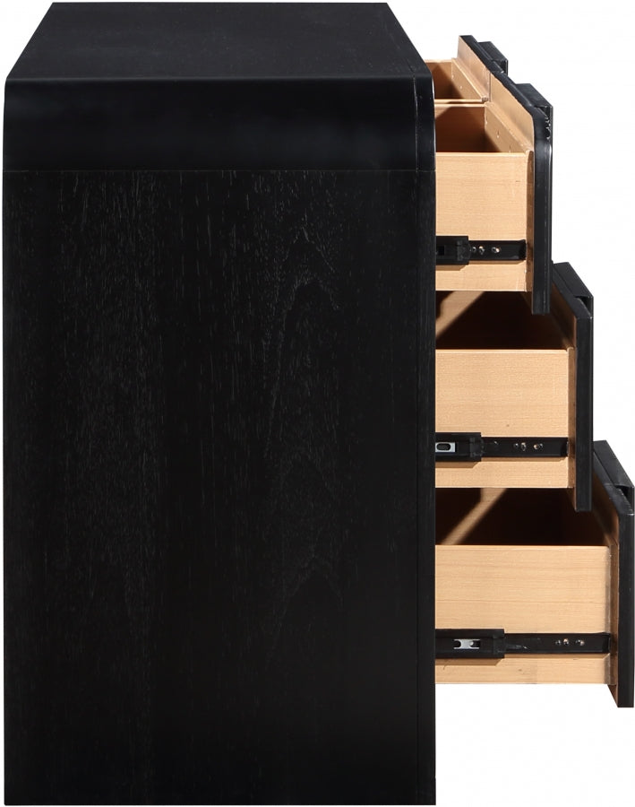 Fluted Solid Wood And Oak Veneer Dresser - Black - M314-D-BLACK_7