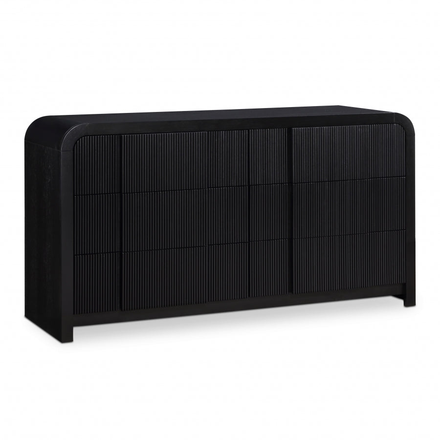Fluted Solid Wood And Oak Veneer Dresser - Black - M314-D-BLACK_1