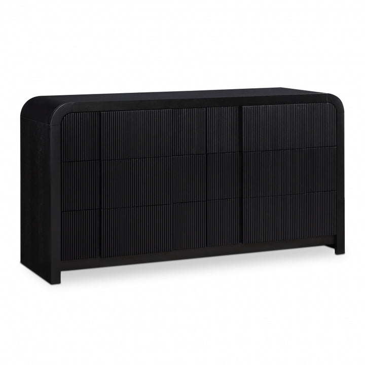 Fluted Solid Wood And Oak Veneer Dresser - Black - M314-D-BLACK_1