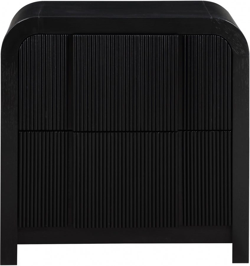 Fluted Solid Wood And Oak Veneer Nightstand - Black - 314-NS-BLACK_4