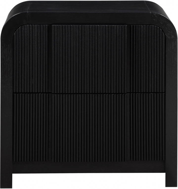 Fluted Solid Wood And Oak Veneer Nightstand - Black - 314-NS-BLACK_4