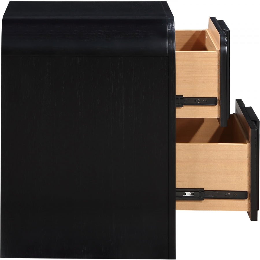 Fluted Solid Wood And Oak Veneer Nightstand - Black - 314-NS-BLACK_5