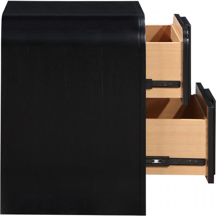 Fluted Solid Wood And Oak Veneer Nightstand - Black - 314-NS-BLACK_5