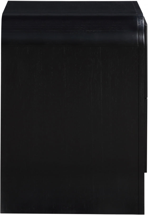 Fluted Solid Wood And Oak Veneer Nightstand - Black - 314-NS-BLACK_6