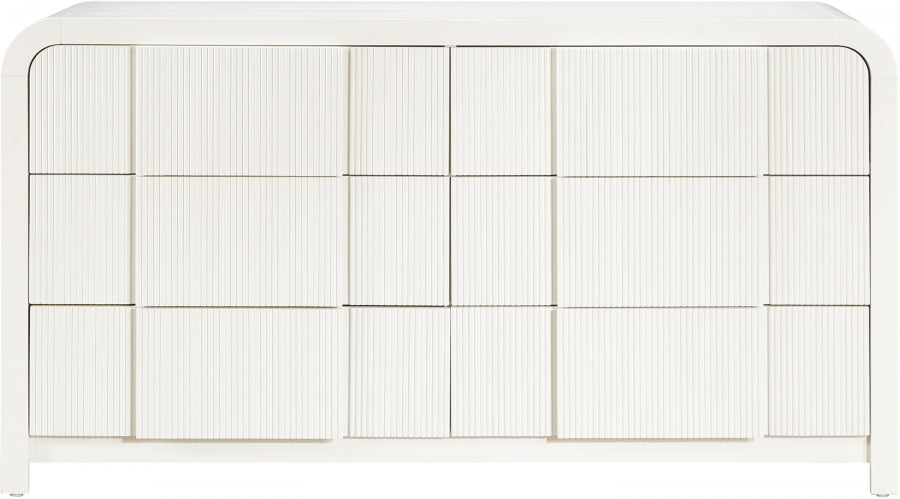 Fluted Solid Wood And Oak Veneer Dresser - Cream - M314-D-CREAM_4