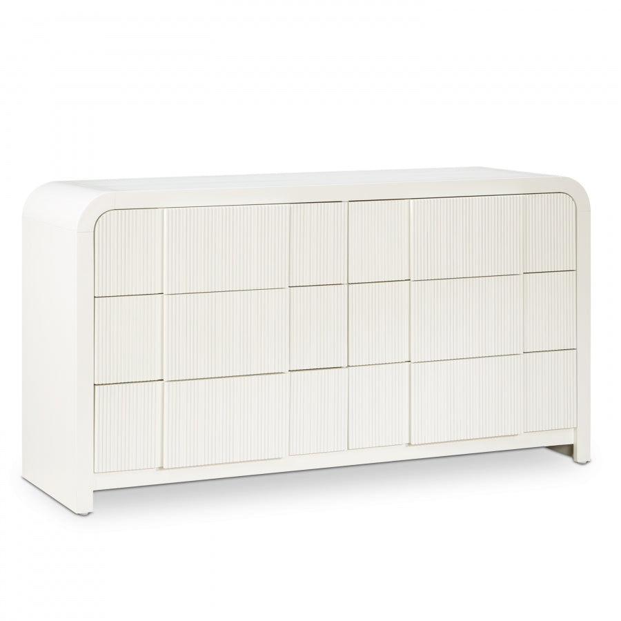 Fluted Solid Wood And Oak Veneer Dresser - Cream - M314-D-CREAM_1