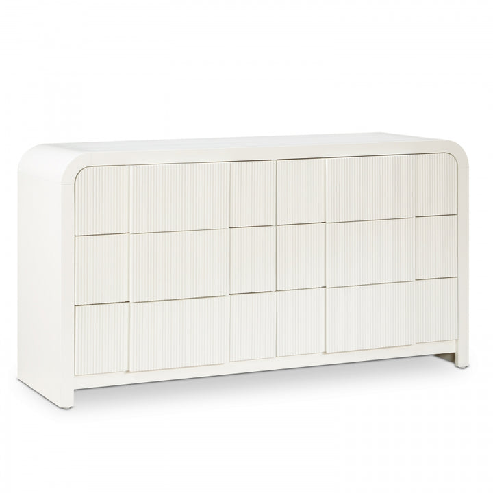 Fluted Solid Wood And Oak Veneer Dresser - Cream - M314-D-CREAM_1