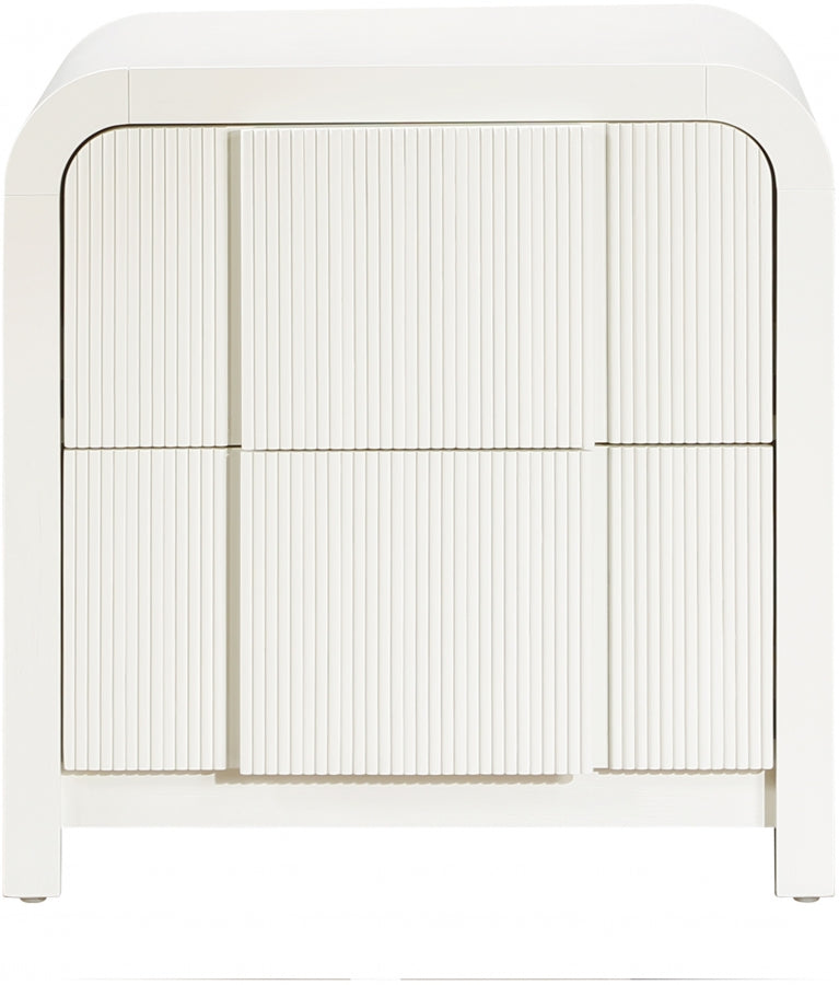 Fluted Solid Wood And Oak Veneer Nightstand - Cream - 314-NS-CREAM_4