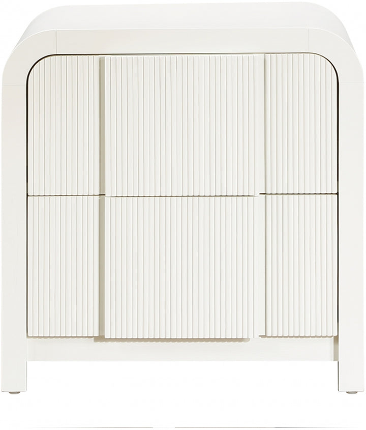 Fluted Solid Wood And Oak Veneer Nightstand - Cream - 314-NS-CREAM_4