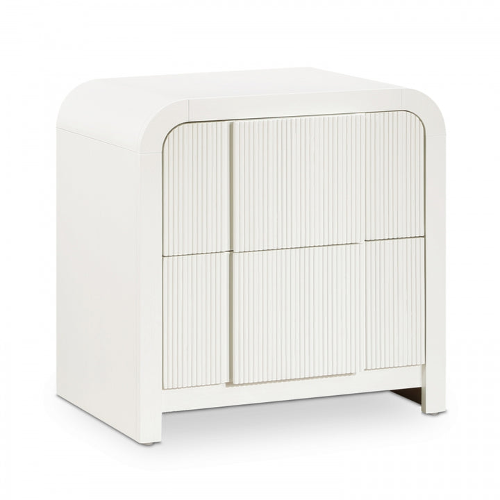 Fluted Solid Wood And Oak Veneer Nightstand - Cream - 314-NS-CREAM_1