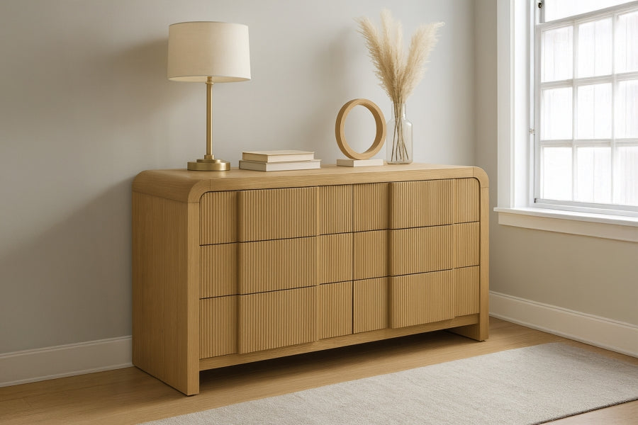 Fluted Solid Wood And Oak Veneer Dresser - Natural - M314-D-NATURAL_2