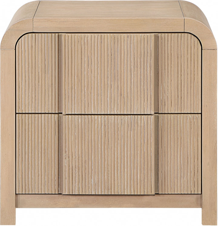 Fluted Solid Wood And Oak Veneer Nightstand - Natural - 314-NS-NATURAL_4