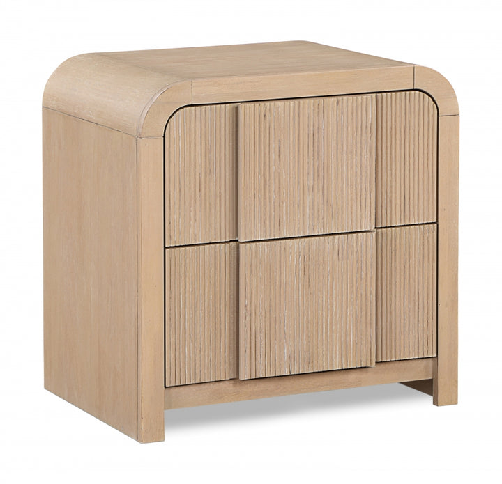 Fluted Solid Wood And Oak Veneer Nightstand - Natural - 314-NS-NATURAL_1