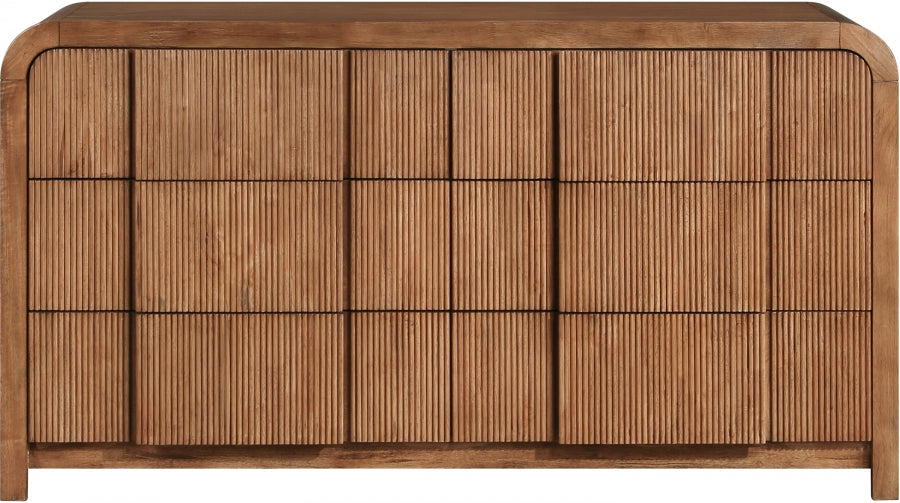 Fluted Solid Wood And Oak Veneer Dresser - Brown - M314-D-BROWN_4