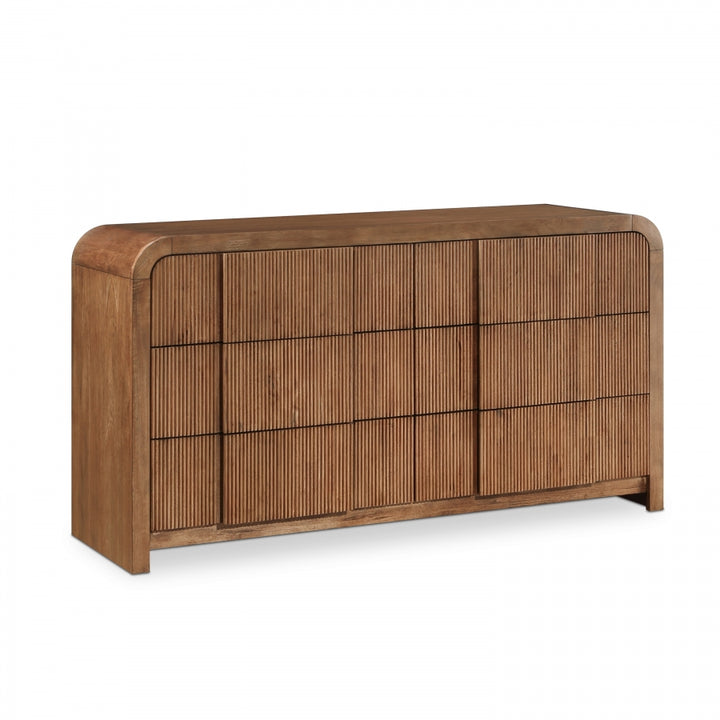 Fluted Solid Wood And Oak Veneer Dresser - Brown - M314-D-BROWN_1