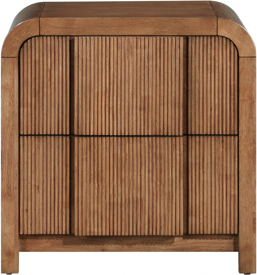 Fluted Solid Wood And Oak Veneer Nightstand - Brown - 314-NS-BROWN_4
