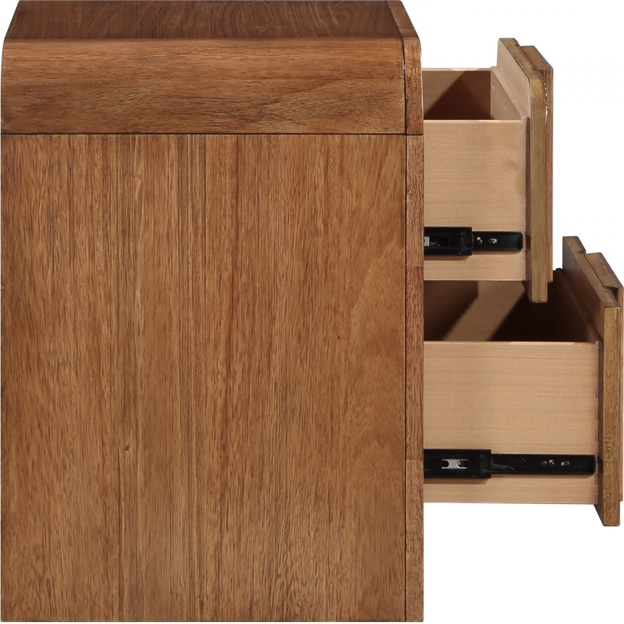 Fluted Solid Wood And Oak Veneer Nightstand - Brown - 314-NS-BROWN_5