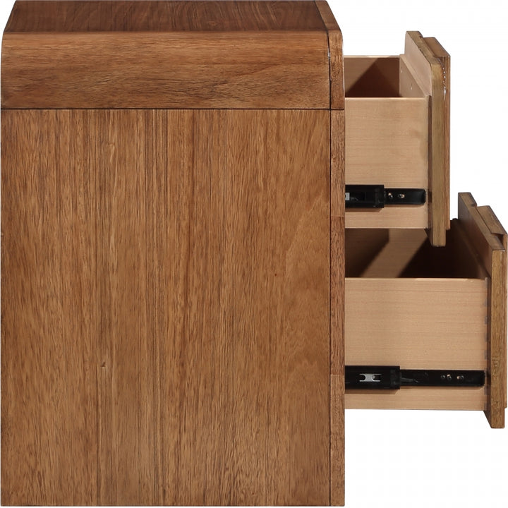 Fluted Solid Wood And Oak Veneer Nightstand - Brown - 314-NS-BROWN_5