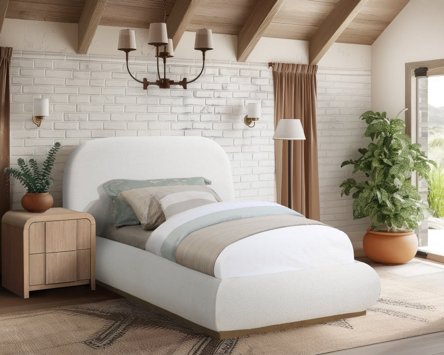 Vaughn Boucle Fabric Upholstered Twin Bed - Cream - B1209-Twin-CREAM_2