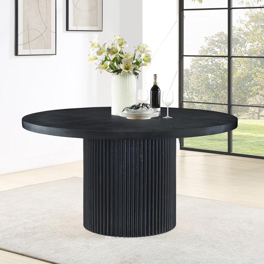 Belinda 60" Solid Wood And Oak Veneer Dining Table - Black - 730-T-BLACK_2
