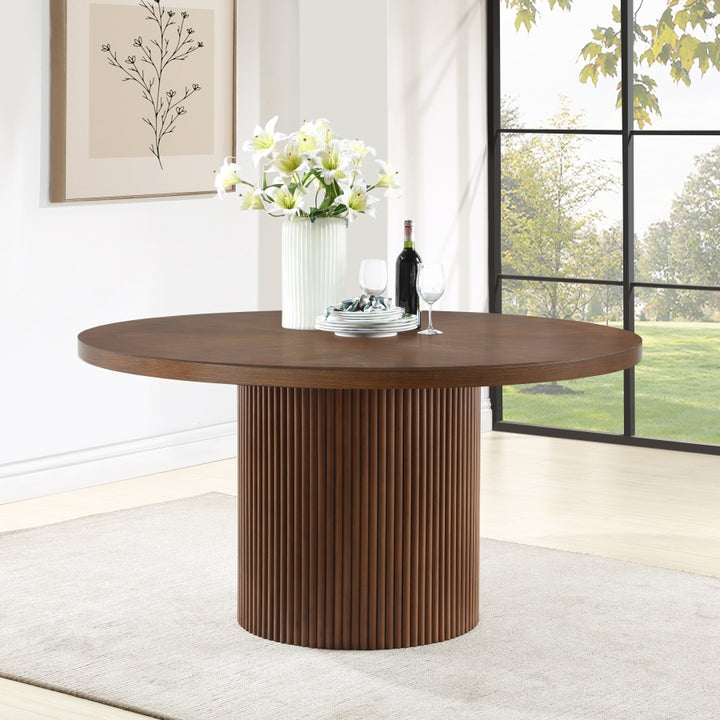 Belinda 60" Solid Wood And Oak Veneer Dining Table - Brown - 730-T-BROWN_2