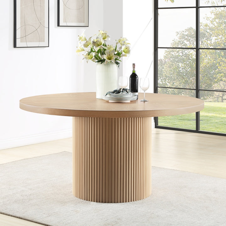 Belinda 60" Solid Wood And Oak Veneer Dining Table - Natural - 730-T-NATURAL_2