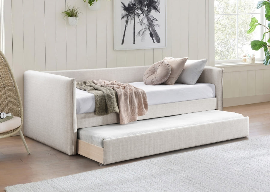 Colton Linen Textured Fabric Upholstered Twin Daybed - Cream - Colton-Twin-CREAM_2