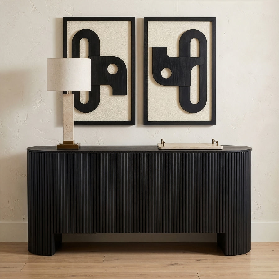 Belinda Beech Wood And Oak Veneer Sideboard / Buffet