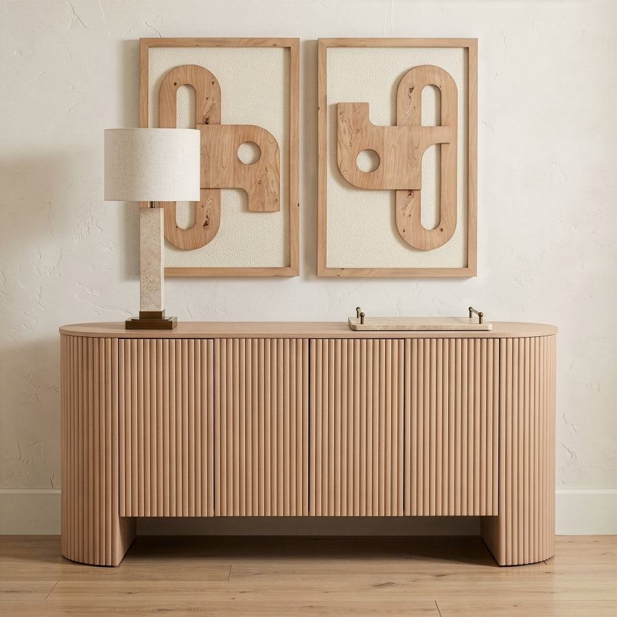 Belinda Beech Wood And Oak Veneer Sideboard / Buffet