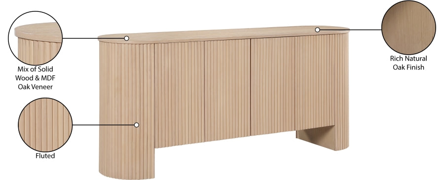 Belinda Beech Wood And Oak Veneer Sideboard / Buffet