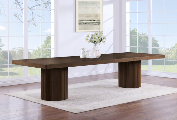Belinda 96" - 144" Solid Wood And Oak Veneer Extendable Dining Table - Brown - 741-T-BROWN_2