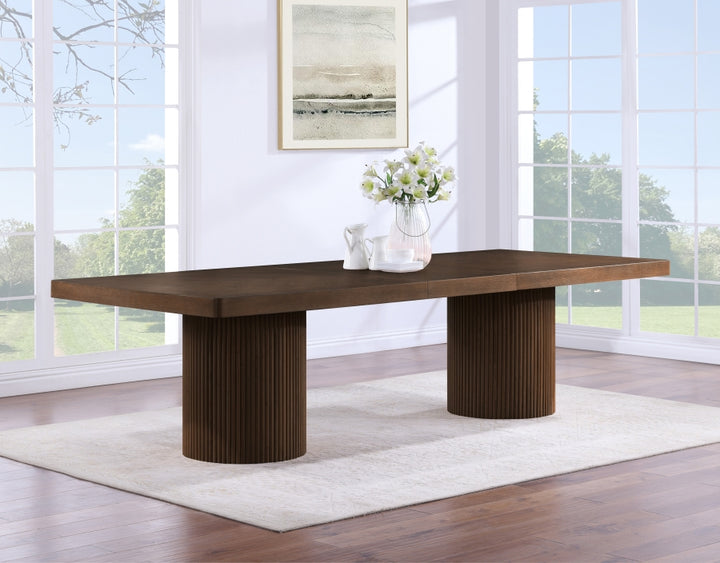 Belinda 96" - 144" Solid Wood And Oak Veneer Extendable Dining Table - Brown - 741-T-BROWN_4