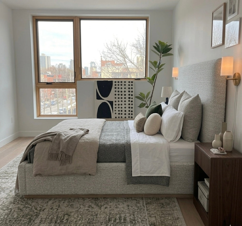 Monaco Bed – Cream Boucle Contemporary