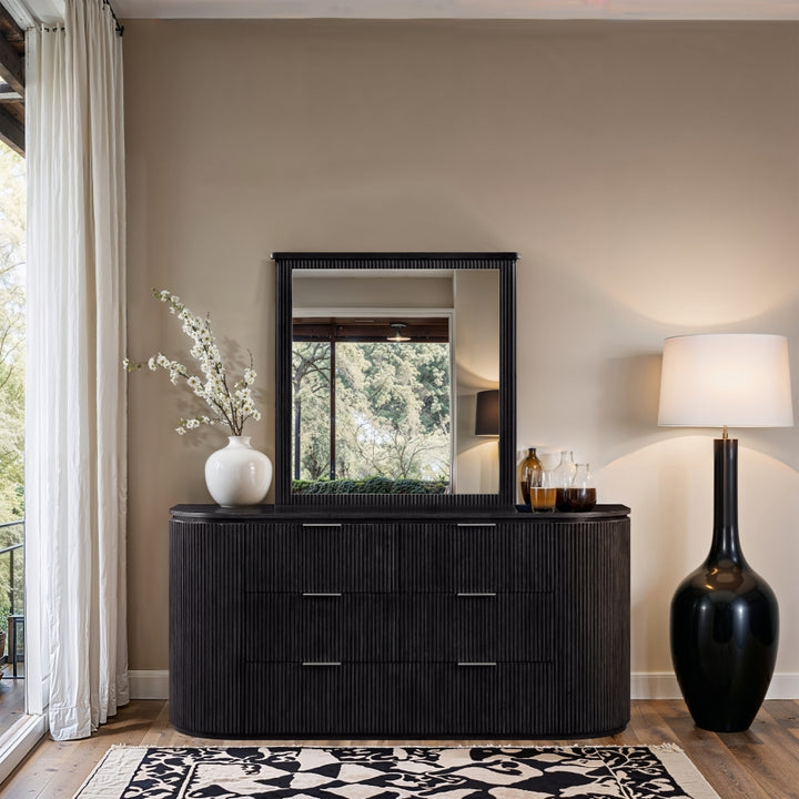 Astrid Solid Wood And Oak Veneer Dresser - Black - 818-D-BLACK_2