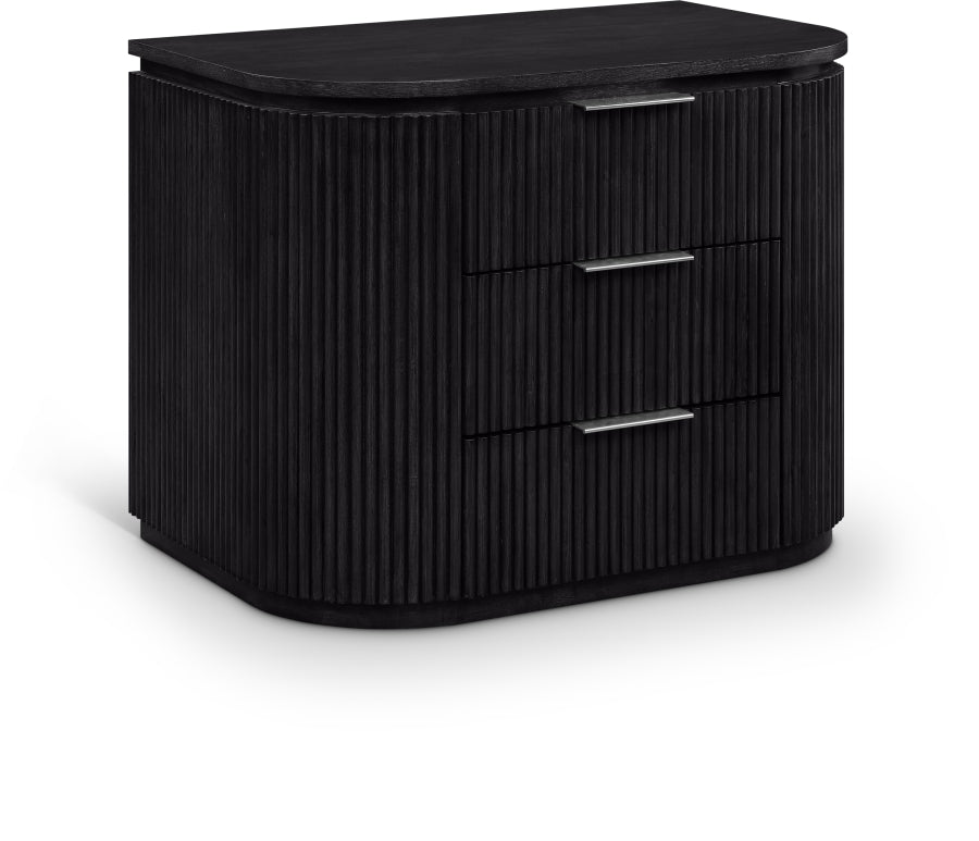 Astrid Solid Wood And Oak Veneer Nightstand - Black - 818-NS-BLACK_1