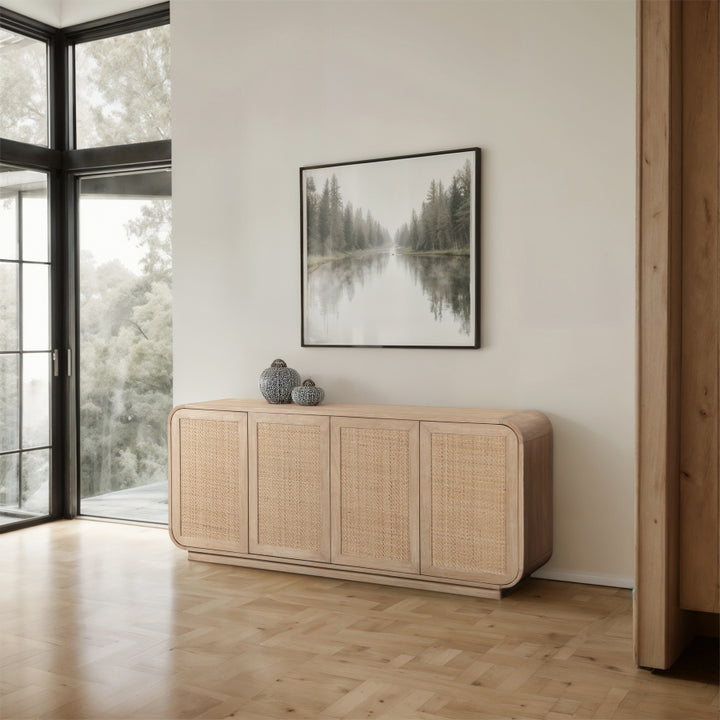 Windsor Solid Wood And Natural Cane Sideboard / Buffet - Natural - M77075-NATURAL_2