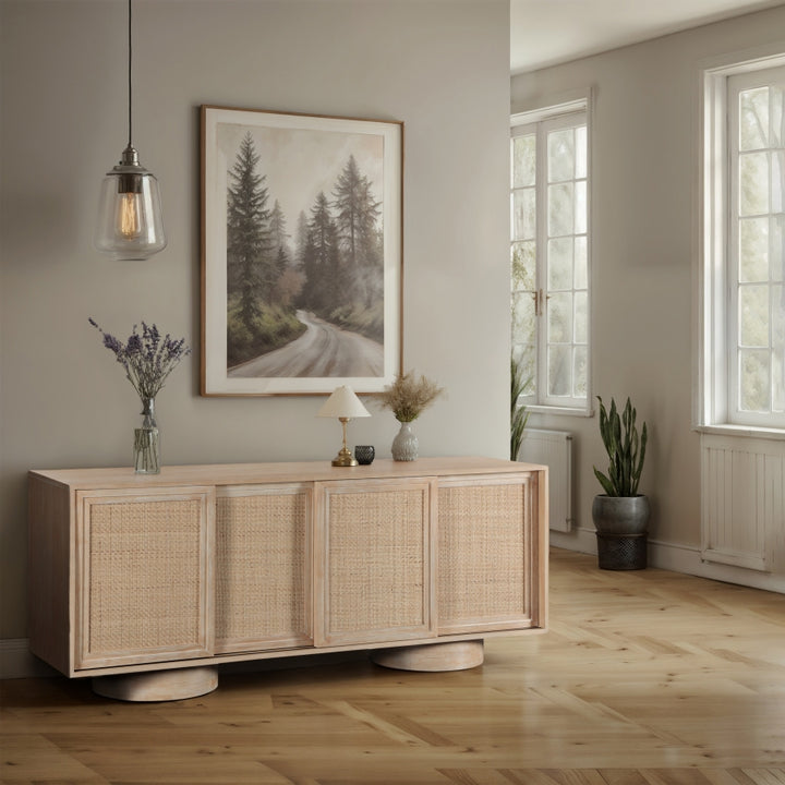 Windsor Solid Wood And Natural Cane Sideboard / Buffet - Natural - M77078-NATURAL_2