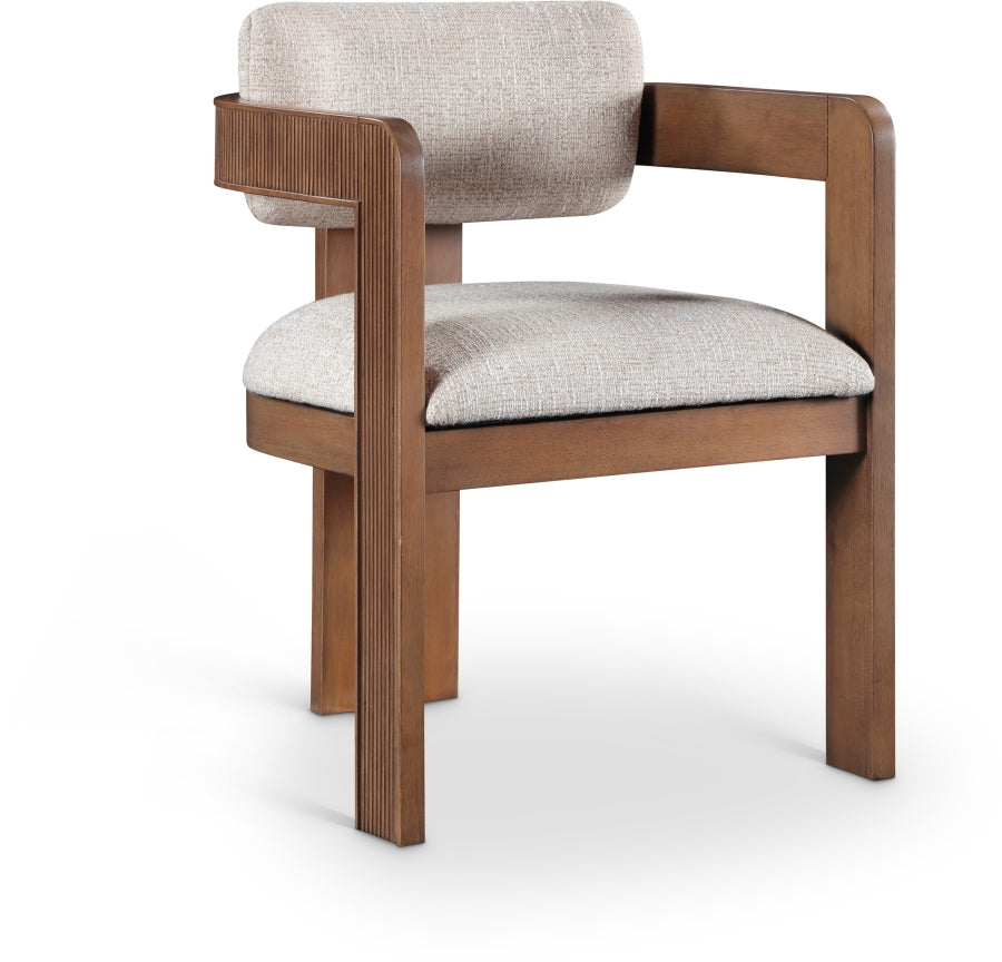 Sacha Linen Textured Fabric Upholstered Dining Chair - Beige - 11093-C-BEIGE_2