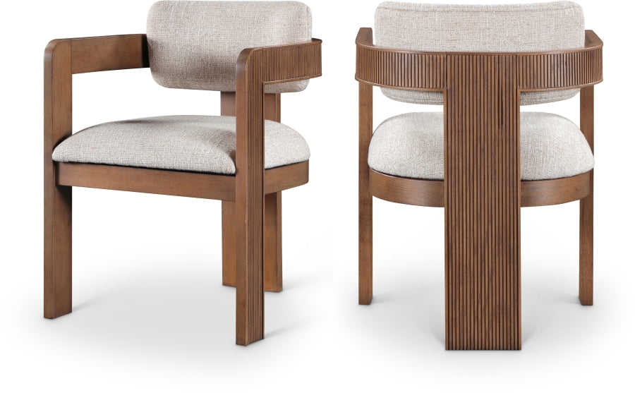 Sacha Linen Textured Fabric Upholstered Dining Chair - Beige - 11093-C-BEIGE_1