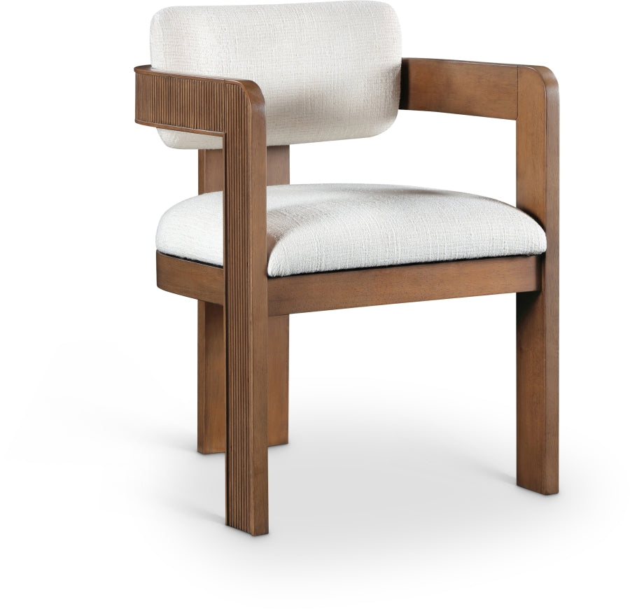 Sacha Linen Textured Fabric Upholstered Dining Chair - Cream - 11093-C-CREAM_2