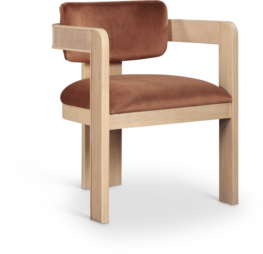 Sacha Velvet Upholstered Dining Chair - Cognac - 11094-C-COGNAC_2